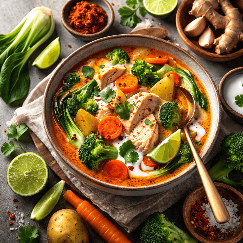 Spicy Red Curry Chicken Soup