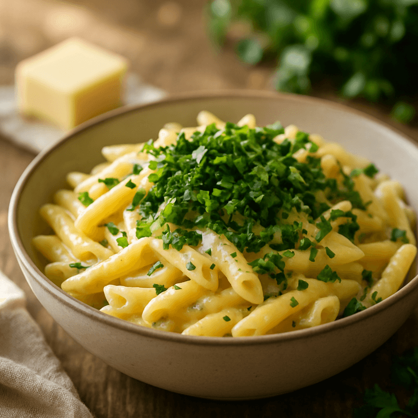Creamy Penne Mac and Cheese with Fresh Greens image
