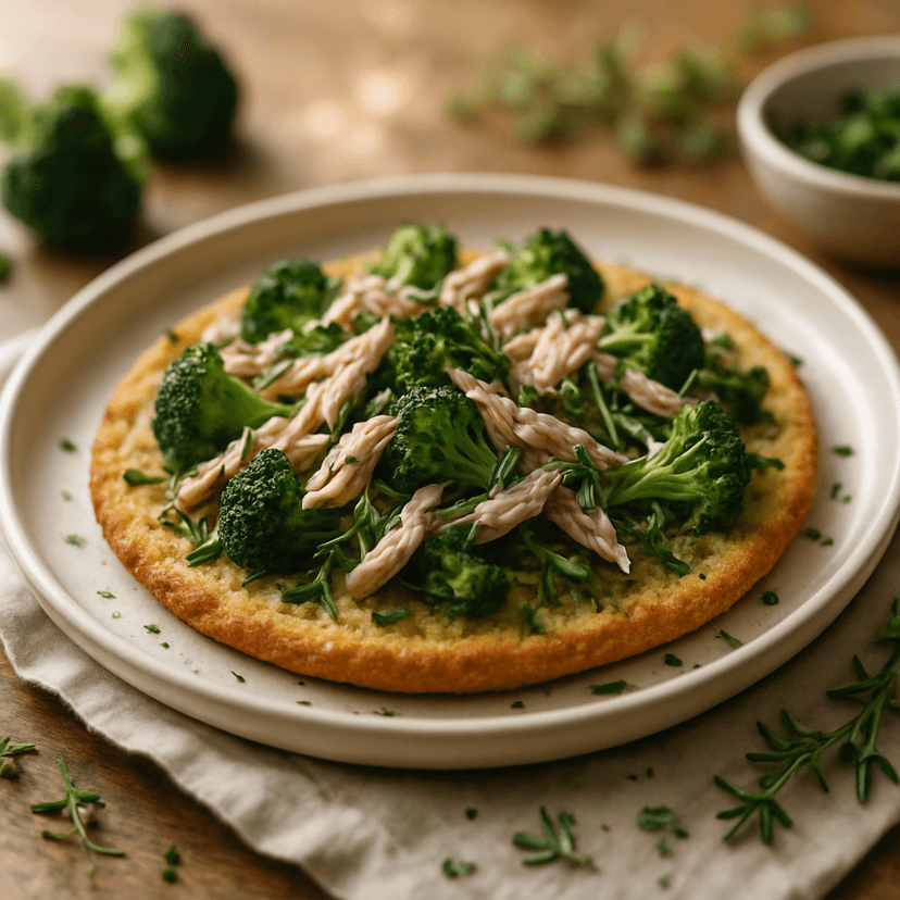 Herbed Sourdough Flatbread with Broccoli & Chicken image