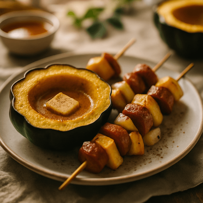 Maple Apple Sausage Acorn Squash Kebabs image