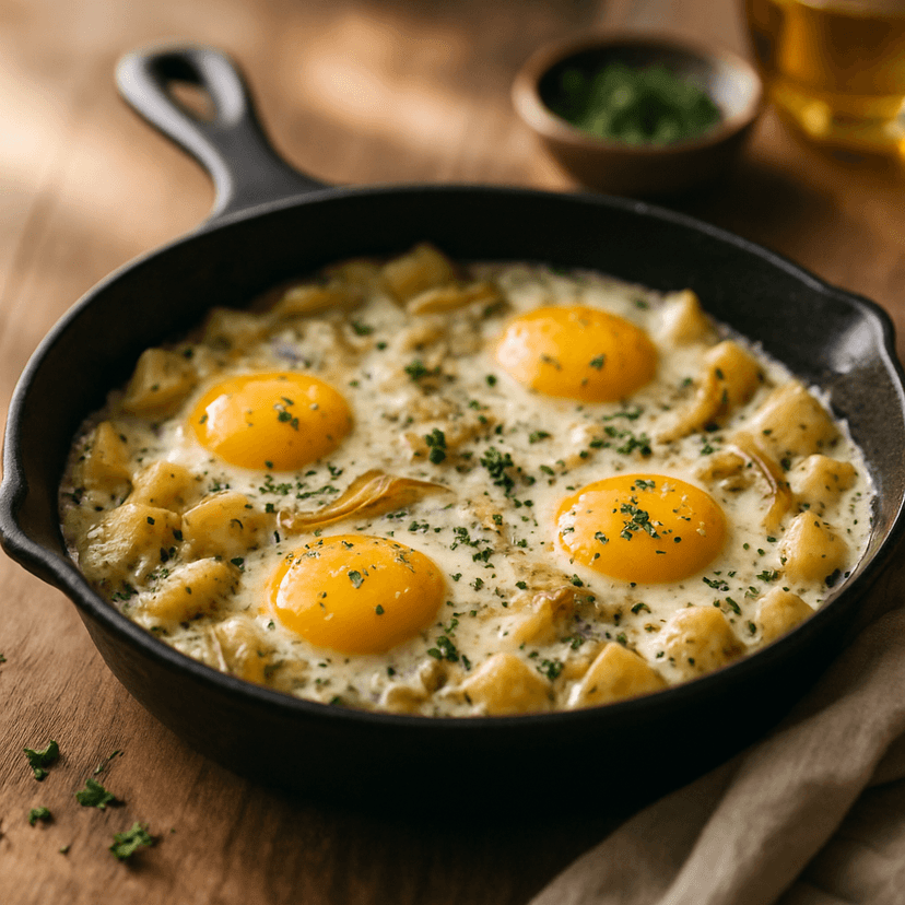Creamy Herb Potato and Egg Skillet image