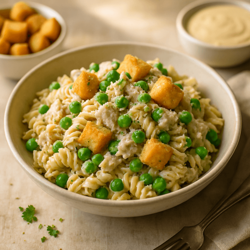 Creamy Caesar Pasta Salad with Chicken and Peas image