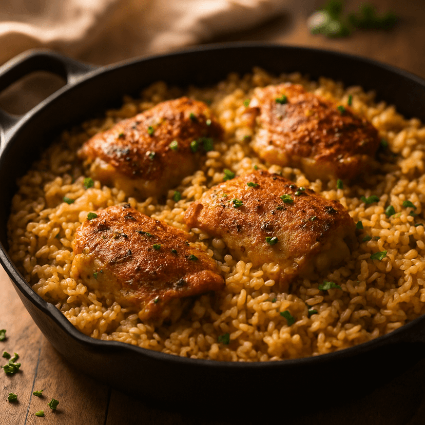 Garlic Butter Chicken and Rice Skillet image