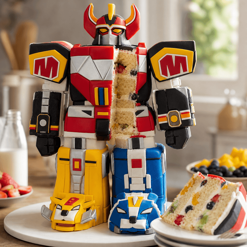 Fruity Vanilla Megazord Cake