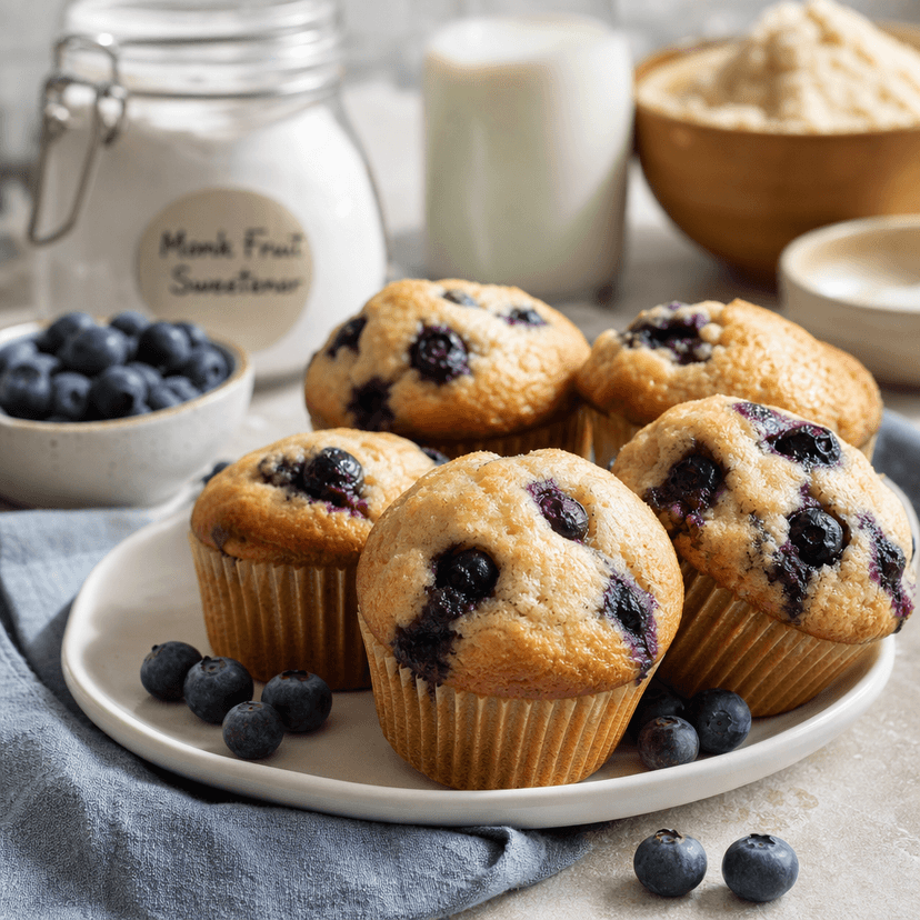 Blueberry Muffins with Monk Fruit Sweetener
