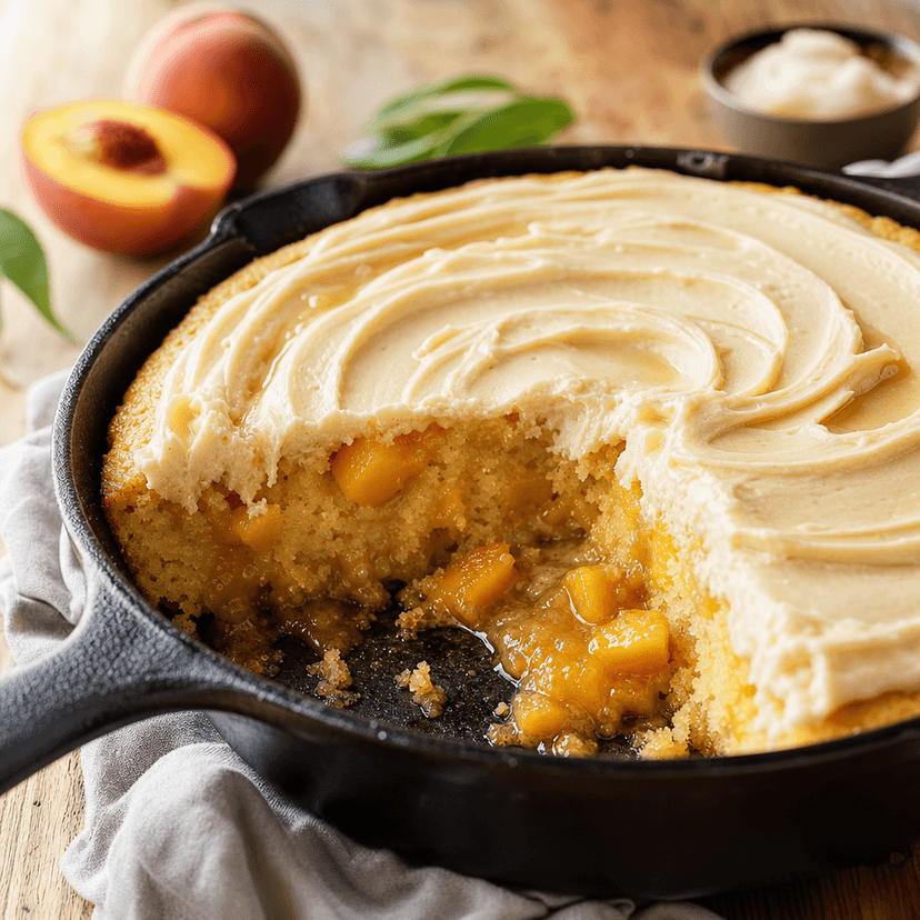 Brown Butter Peach Skillet Cake image