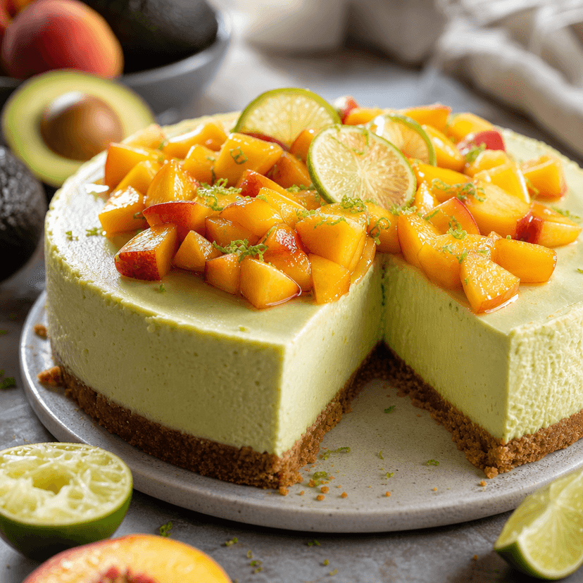 Avocado Lime Peach Cheesecake image