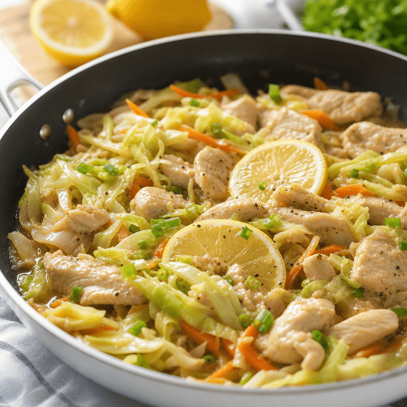 Lemon Chicken Cabbage Skillet image