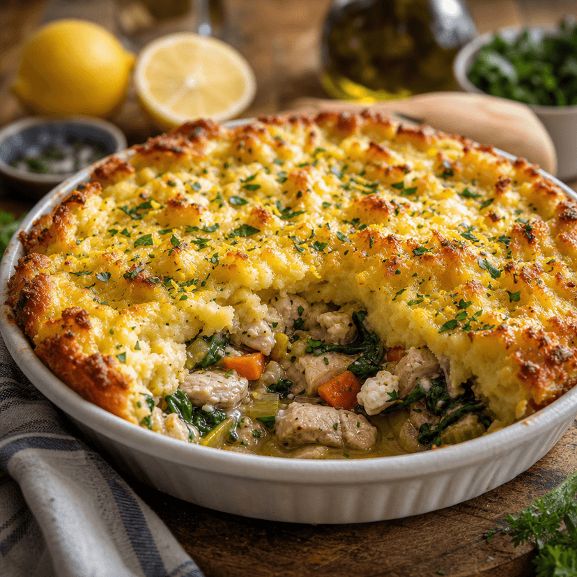 Greek Chicken Pie with Lemon Potato Crust image