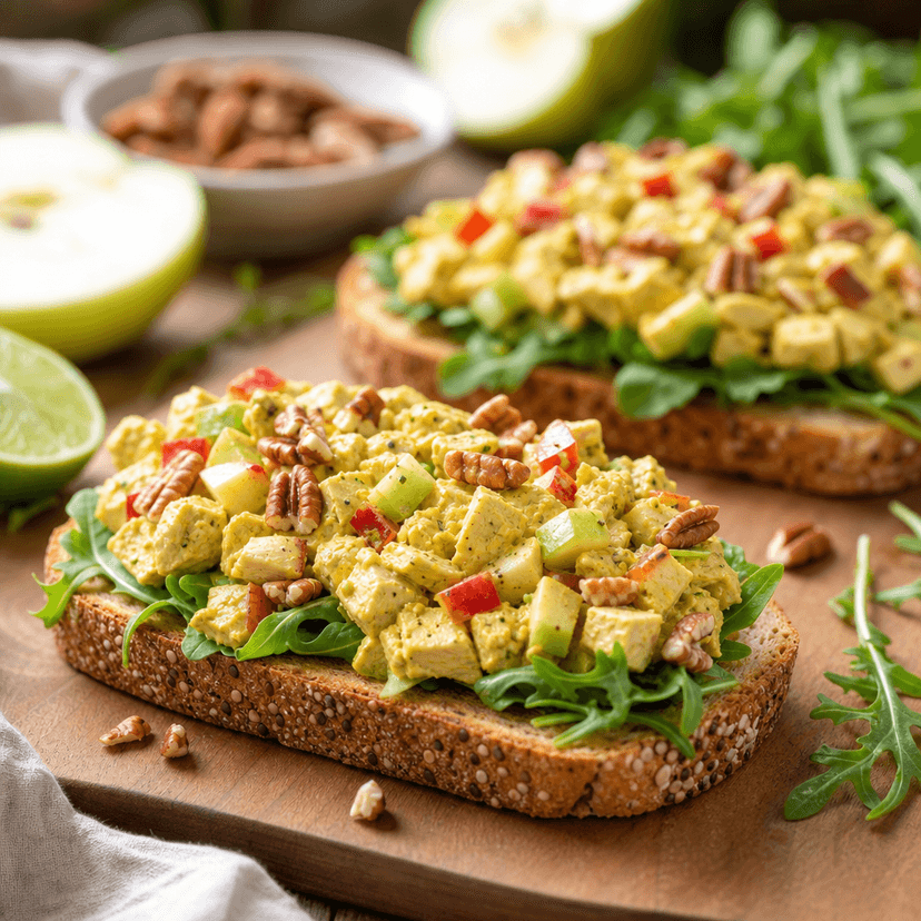 Curried Chicken Apple Toasts