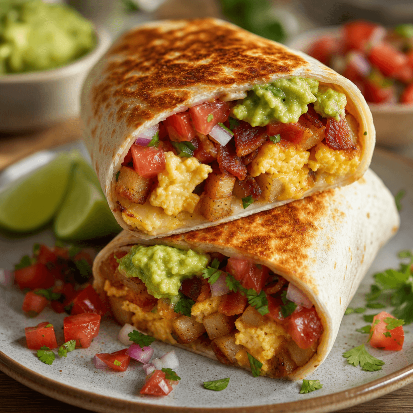 Crispy Bacon Breakfast Burritos
