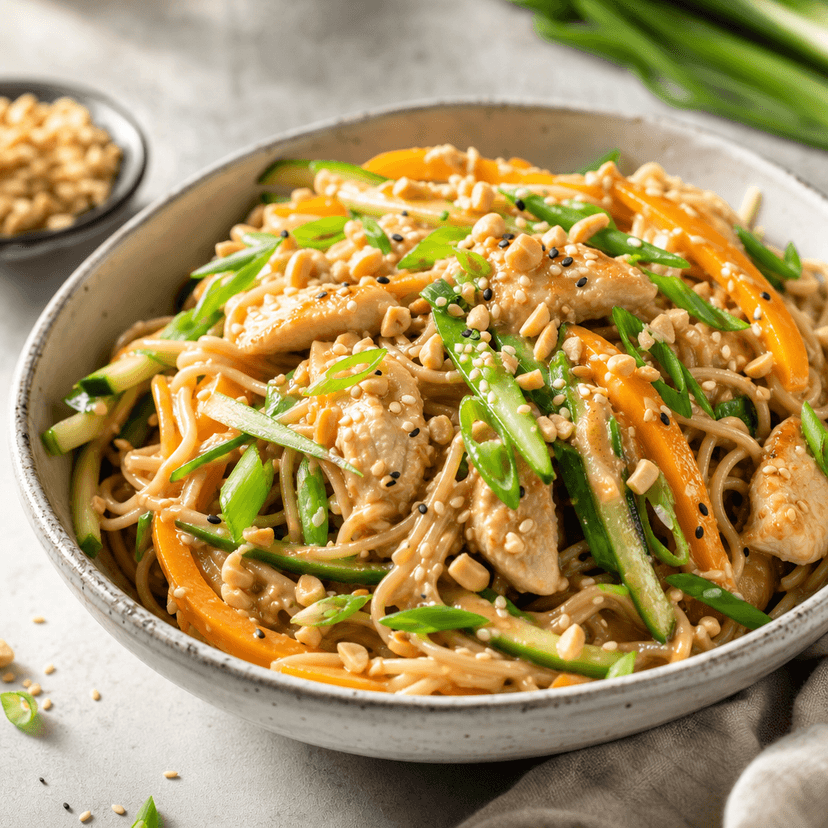 Sesame Chicken Noodles with Garden Crunch