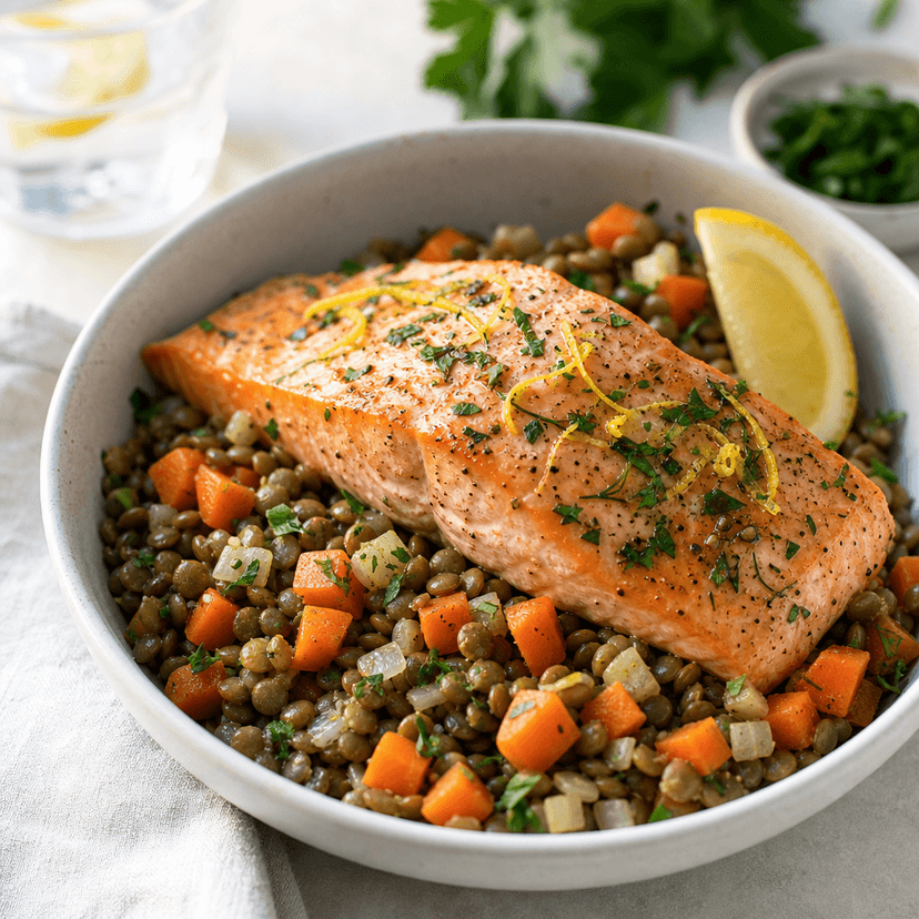 Herbed Salmon Lentil Bowl image