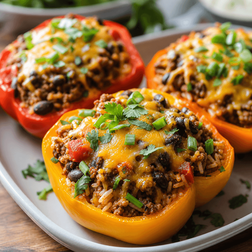 Southwest Beef and Bean Stuffed Peppers image