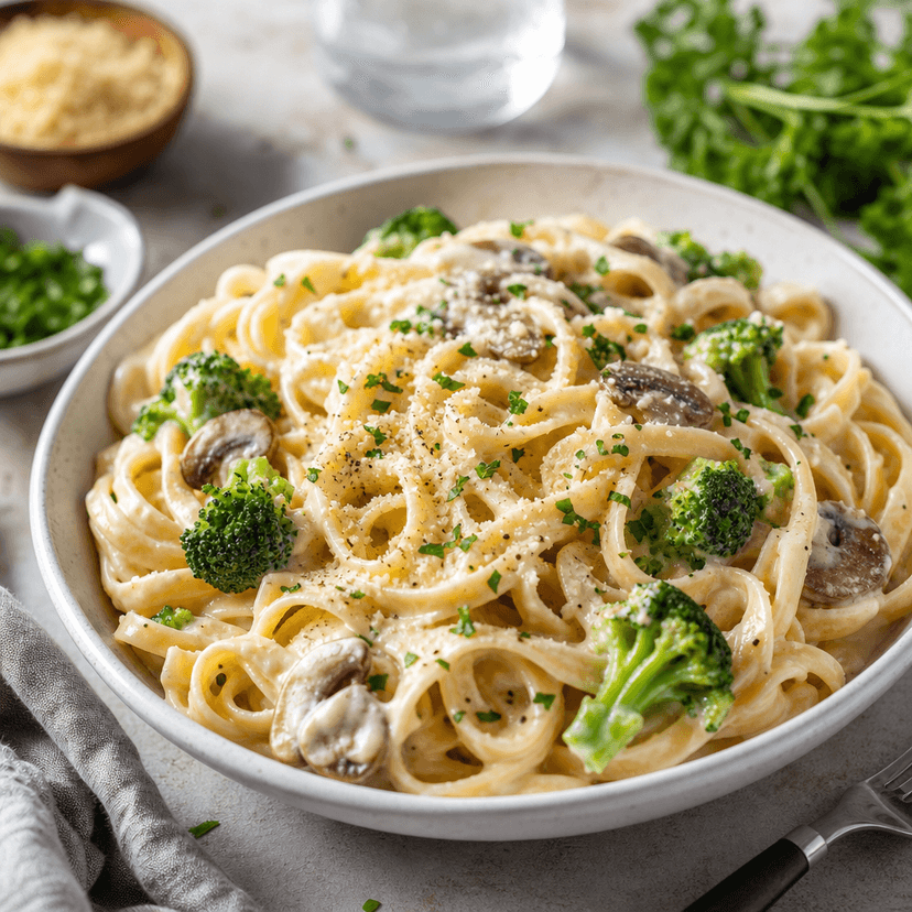 Simple Vegan Alfredo Fettuccine