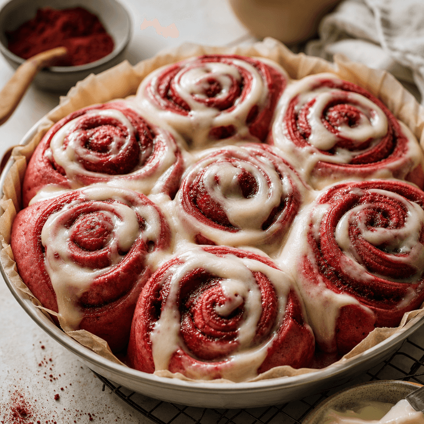 Gooey Red Velvet Cinnamon Rolls image