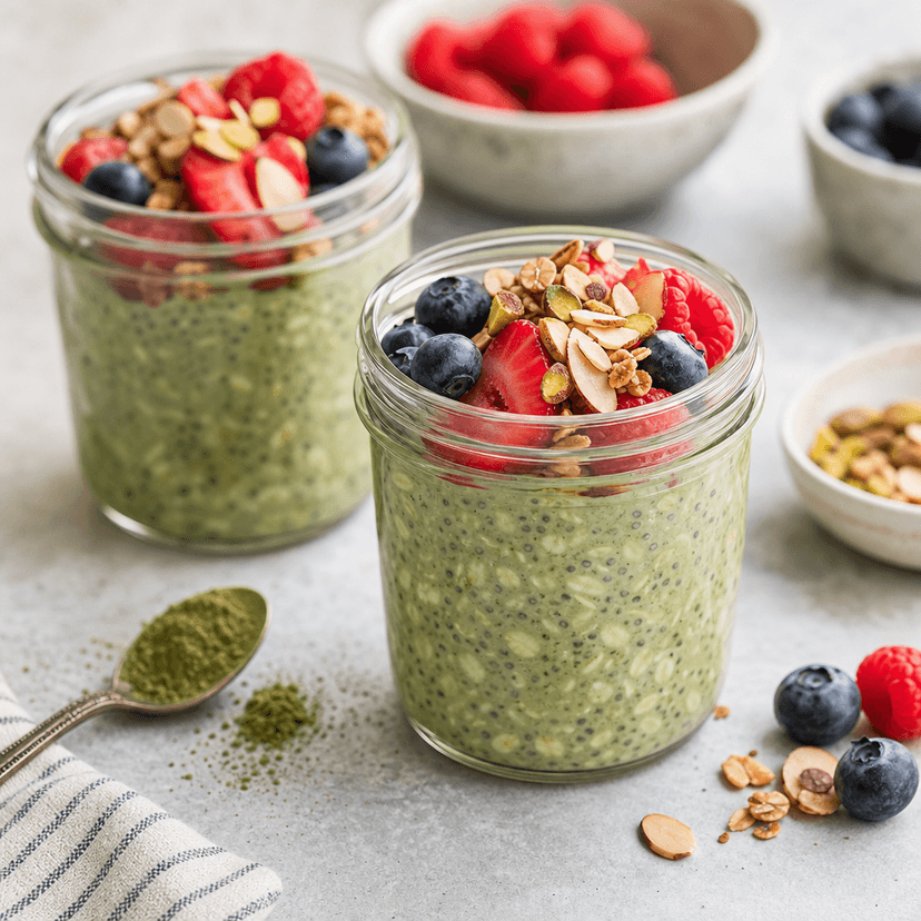Creamy Matcha Overnight Breakfast Pots image
