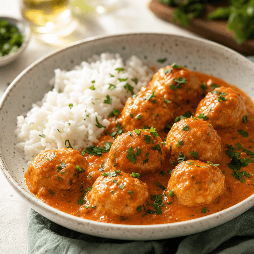 Chicken Meatballs in Roasted Pepper Sauce image