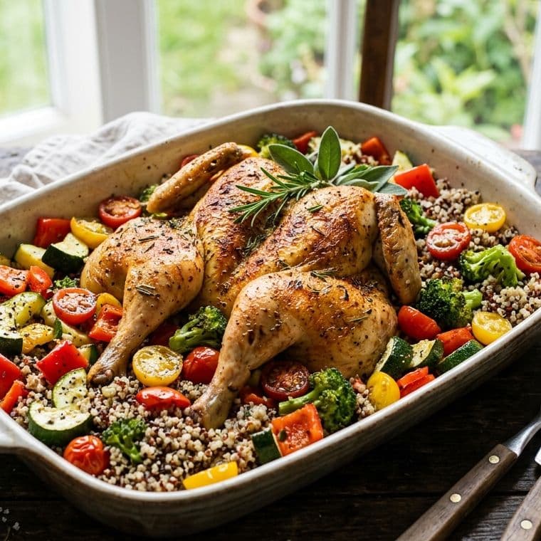 Roasted Chicken with Colorful Veggie Medley image