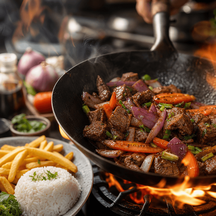 Sizzling Lomo Saltado on Fire