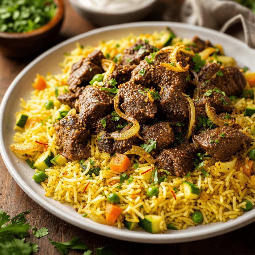 Saffron Kadi Rice with Browned Beef image