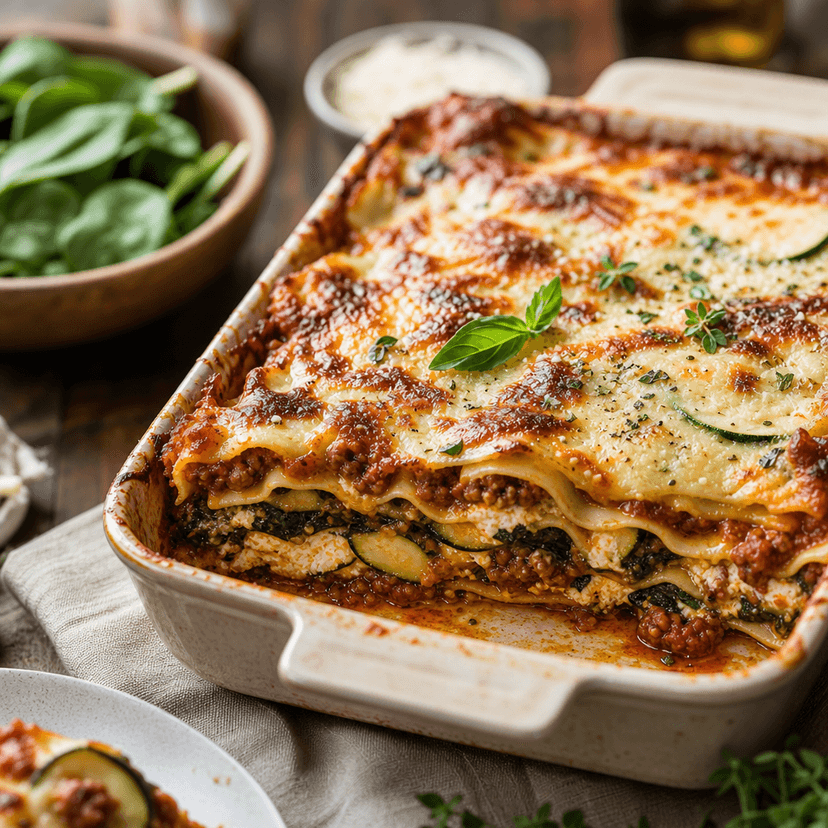 Rustic Beef, Spinach and Zucchini Lasagna image