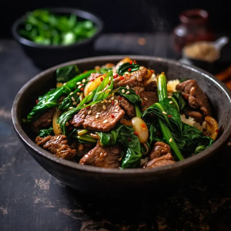 Honey Garlic Beef & Spinach Stir Fry