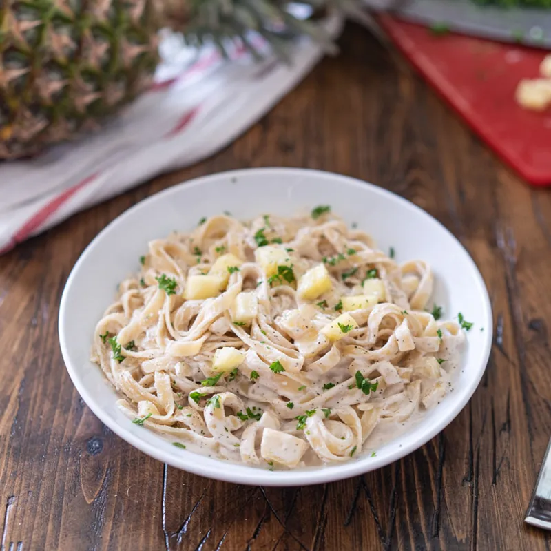 Fettuccine with Pineapple Cashew Cream Sauce